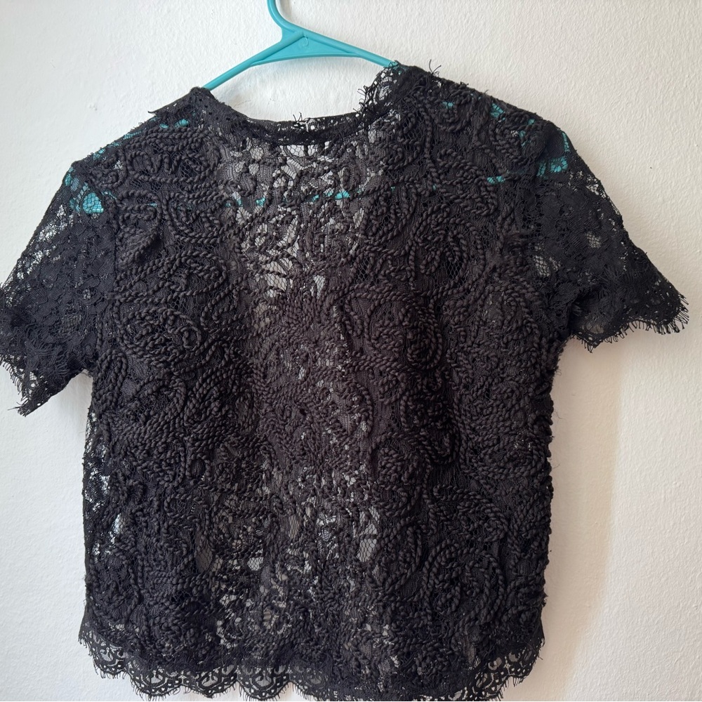 Zara Black Cropped Embellished Blouse